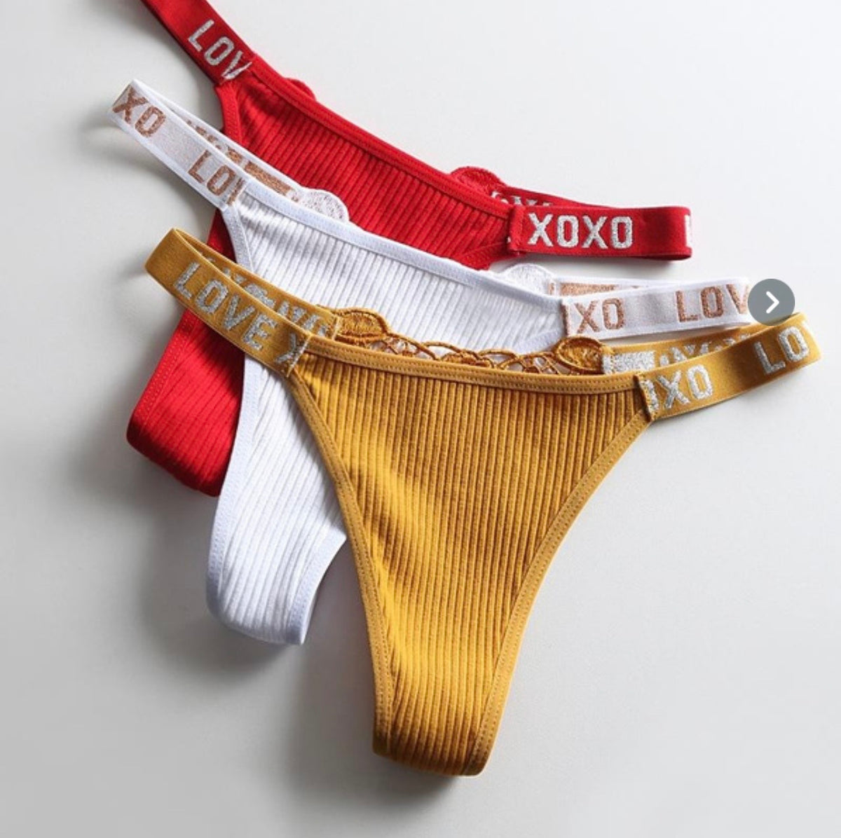 Sexy Low-Rise Women's Thong Panties - Cotton G-String with Ribbed Waistband & Letter Print