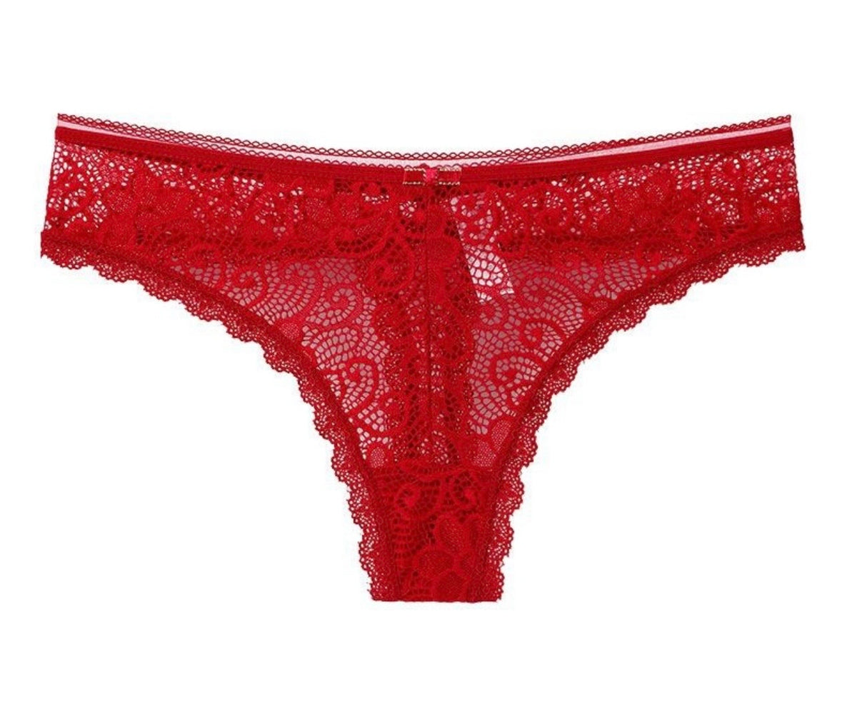 Sexy Lace Thong Panties for Women Low-Rise Cotton G-String Underwear
