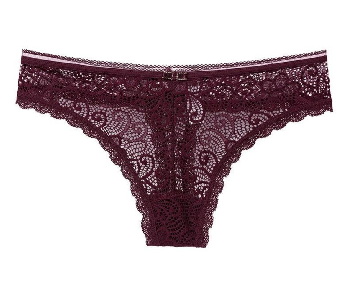 Sexy Lace Thong Panties for Women Low-Rise Cotton G-String Underwear